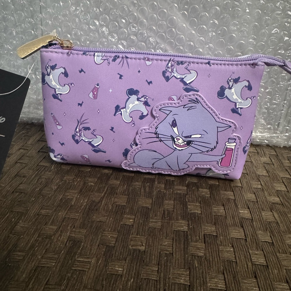 Purple Cat Print Pouch